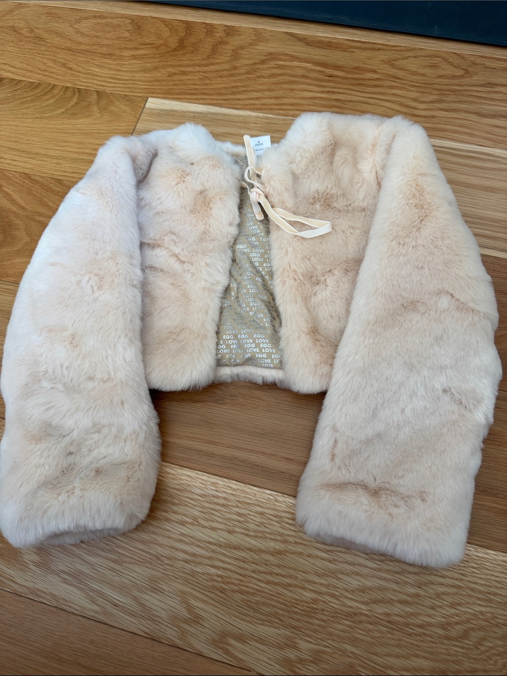 EGG by Susan Lazar Girls Ivory Faux Fur Bolero Jacket Size 4
